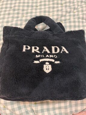Prada black terry cloth tote